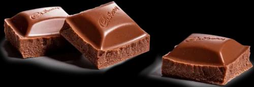 Three pieces of Cadbury chocolate